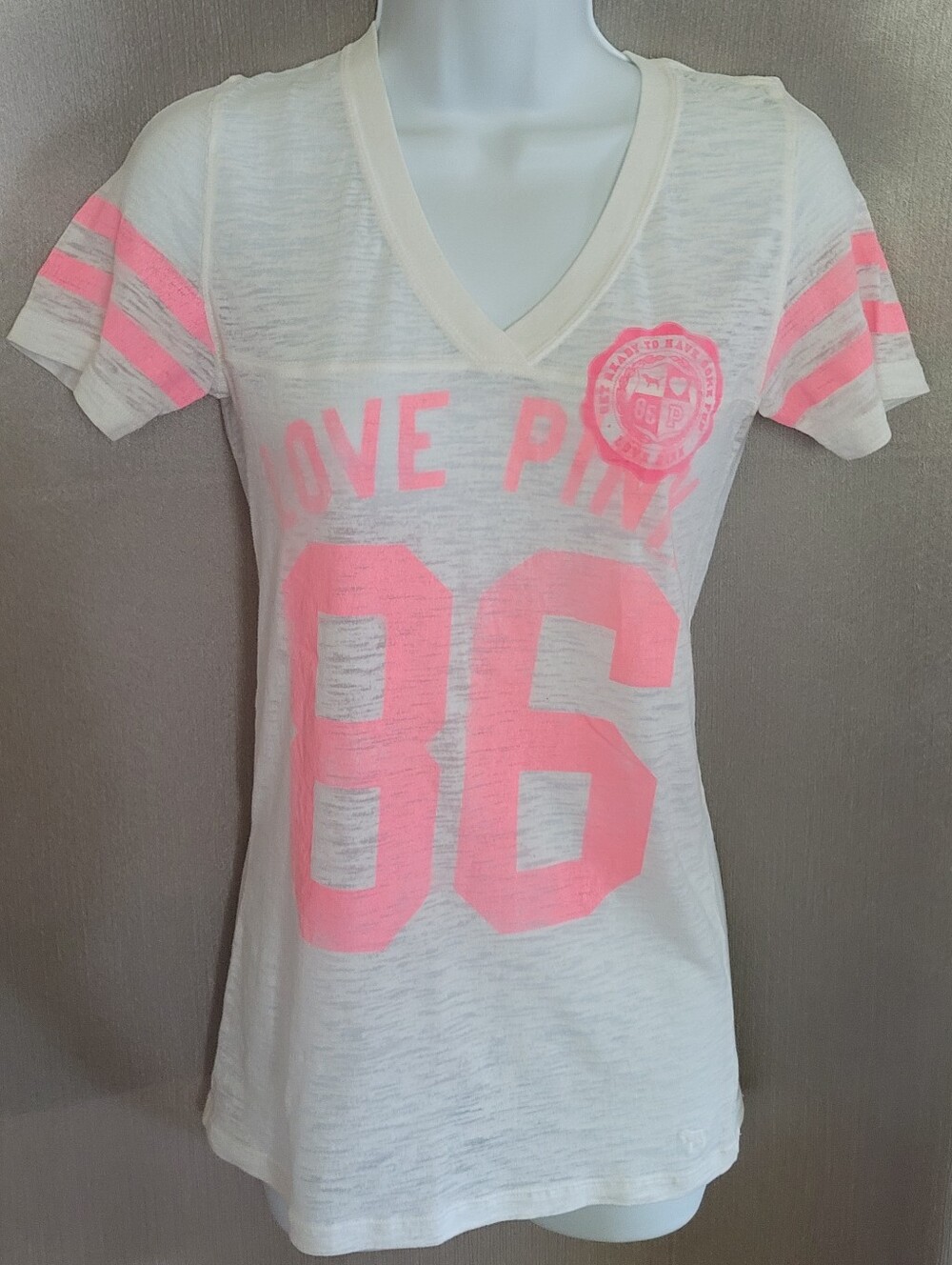 Kids Cream T-Shirt with Pink Print - Love Pink 86